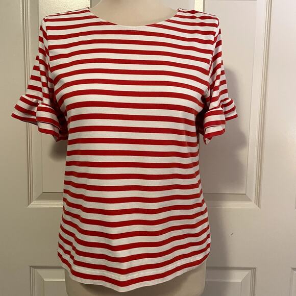 J.Crew Women's Striped Jersey Knit Flutter Sleeve Top, size Small - Picture 1 of 6